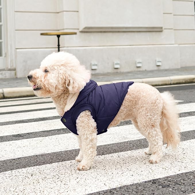 Fleece Lining Extra Warm Dog Hoodie in Winter for Large Dogs Jacket Pet Coats with Hooded,Blue XXXL