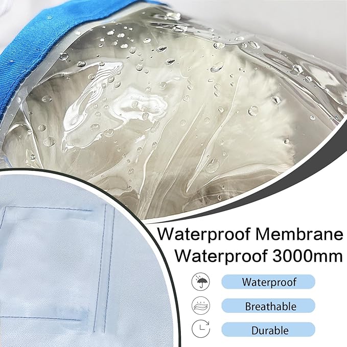 Dog Raincoat Waterproof, Adjustable Reflective Hooded Dog Rain Poncho with Leash Hole for Small Medium Large Dogs (Blue, Large)