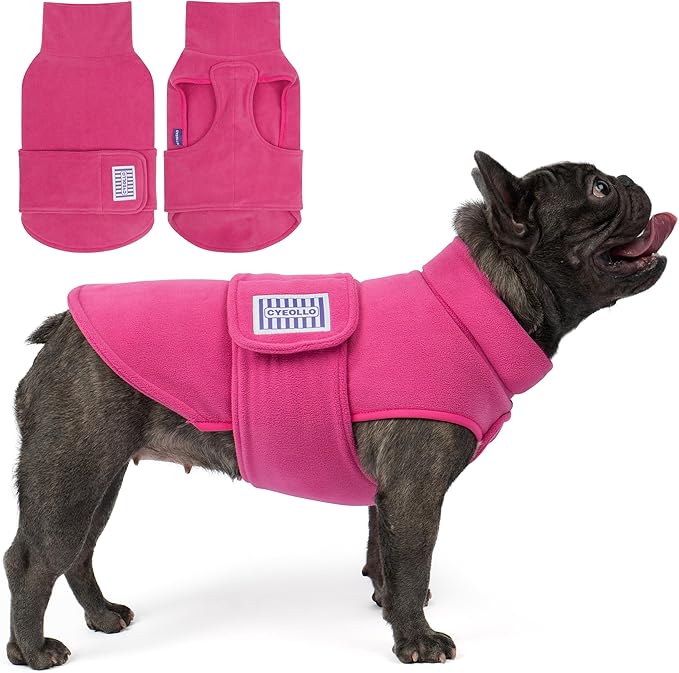 cyeollo XL Dog Sweater, Fleece Dog Sweaters Soft Stretchy Doggie Vest Turtleneck Doggy Sweatshirt Warm Fall & Winter Clothes for Medium to Large Dogs Girl, Pink XL