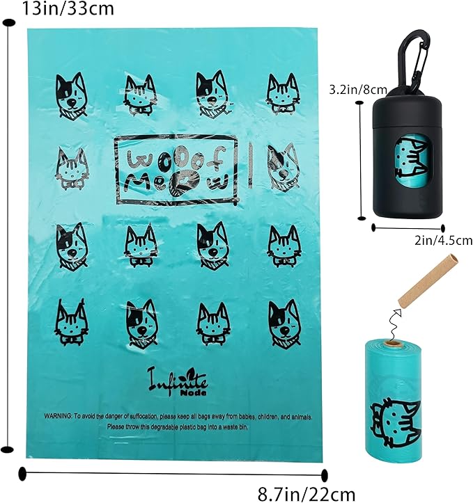 Dog Poop Bag Dispenser for Leash with Snap Clip, Skin-friendly Texture Waste Bag Holder for Dog Walks and Cats, Pets Litter Bag Container, Indoor & Outdoor Use (Black, 1)