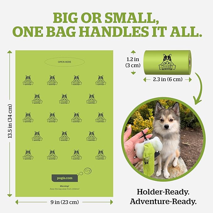 Pogi’s Dog Poop Bags – Leak-Proof & Extra Thick Pet Waste Bags (Fresh Scent, 10 Rolls, 150-Count)