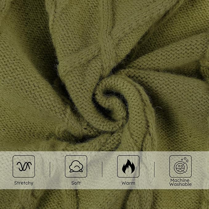 Queenmore Small Dog Pullover Sweater, Cold Weather Cable Knitwear, Classic Turtleneck Thick Warm Clothes for Chihuahua, Bulldog, Dachshund, Pugl,OliveGreen,L