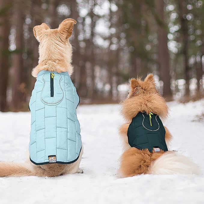 Kurgo Loft Dog Jacket - Reversible Cozy Coat for Outdoor Adventures - Water Resistant - Athletic Fit - Machine Washable Fabric - Reflective Dog Gear - X-Small - Ink Blue