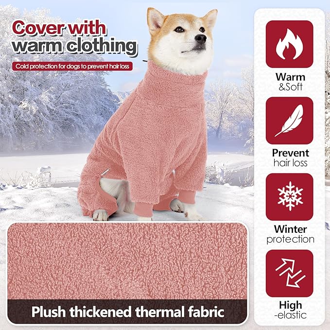 Dog Winter Coat for Small Medium Large Dog for Run Walk Sleep Warm Fleece Pet Sweater & Windproof Pajamas Snow Jacket 2XL Pink