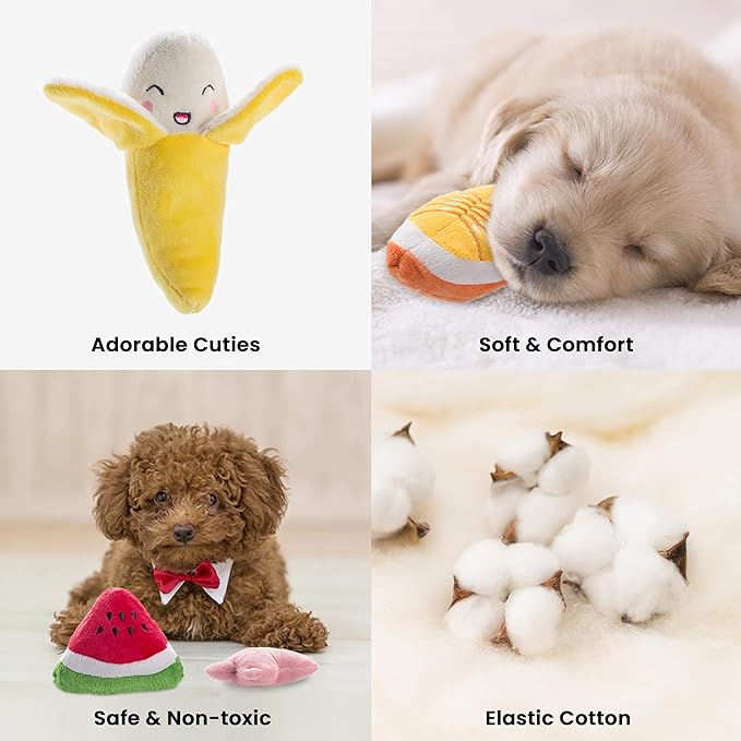 Nocciola Dog Squeaky Toys, Plush Small Dog Toys for Dogs, Stuffed with Squeakers,12 pcs Puppy Toys with a Carrying Bag for Small Medium Size
