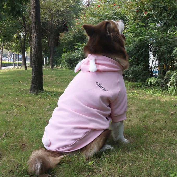 Extra Large Dog Christmas Bunny Costumes Rabbit Hoodies Clothes for Easter Day Halloween Labrador Rottweiler Great Dane, Pink, 4X-Large