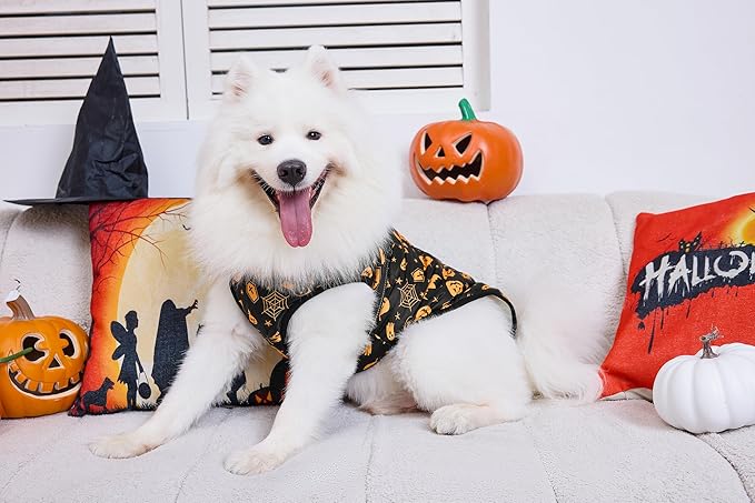 Aiboria Winter Dog Coat Windproof Fleece Jacket with Chest Strap Dog Vest Harness Halloween Black 3XL