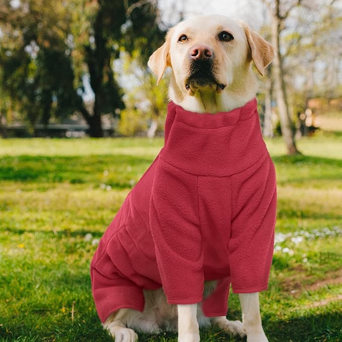 ROZKITCH Dog Pjs for Small Dogs, Pet Windproof Warm Cold Weather Jacket Vest Cozy Jumpsuit Apparel Outfit Clothes for Small Dog Walking Hiking Sleep Red 2XS