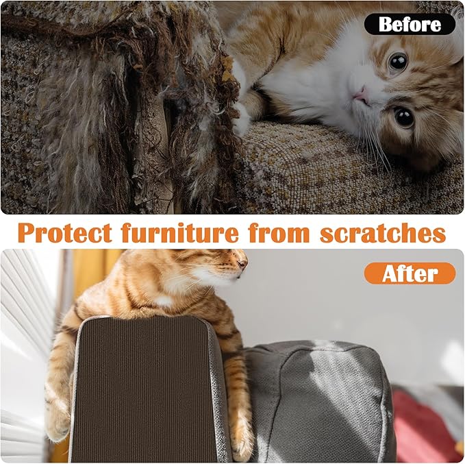 Cat Scratch Protectors for Furniture - 40" x 15.8" Trimmable Self-Adhesive Cats Claws Scratch Pads, Cat Climbing Couch Protector for Protecting Furniture Couch Chair Sofa Cats Pet Gift (Brown)