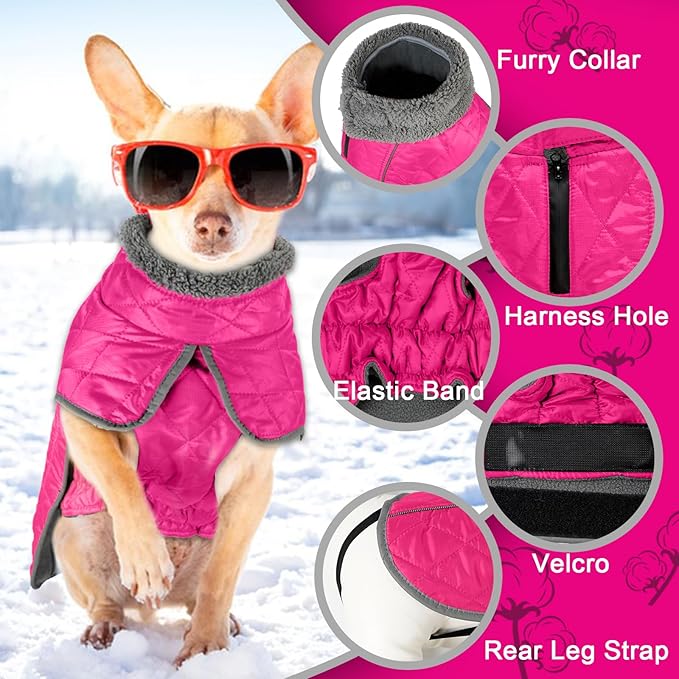 Fragralley Dog Winter Coat, Waterproof Windproof Reflective Fleece Jacket with Harness Hole, Warm Snow Vest for Small Medium Large Dogs, Ideal Gifts