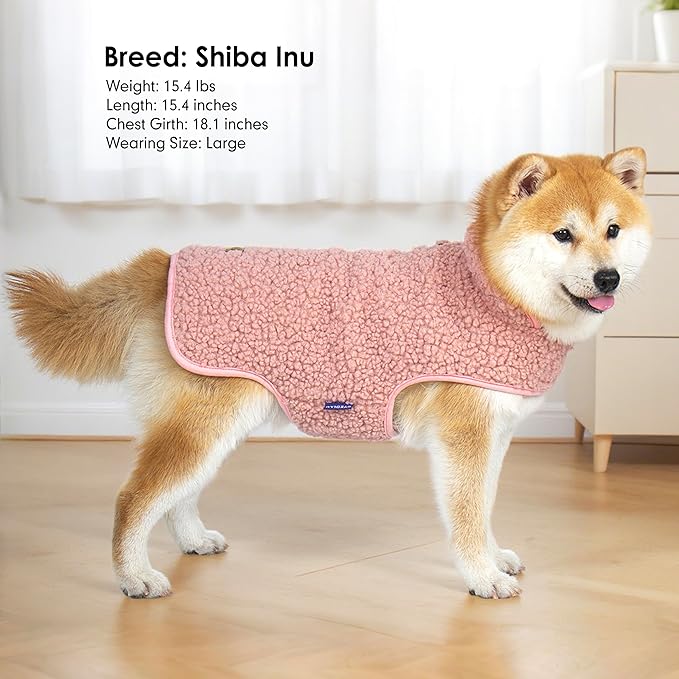 cyeollo Warm Dog Sweater Coat Jacket Thickened Thermal Sherpa Sweaters Reversible Fleece Vest Pet Clothes for Cold Weather Winter Dog Coats for Small Dogs Girl, Pink M