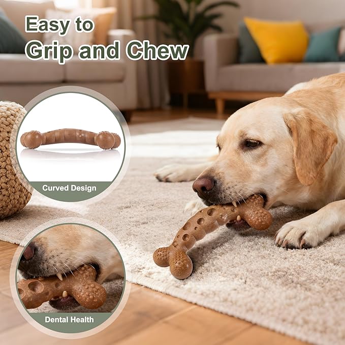 Dog Chew Toy for Aggressive Chewers Milk Flavored Indestructible Dog Bone Toys for Medium Large Breed to Keep Them Busy