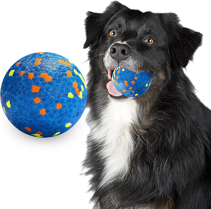 Dog Balls, Indestructible Dog Toy Ball for Aggressive Chewers, Durable High Elasticity Interactive Ball for Training Dog Catch and Fetch, Large Medium Small Dog and Puppies(Blue, 3in, 1pcs)