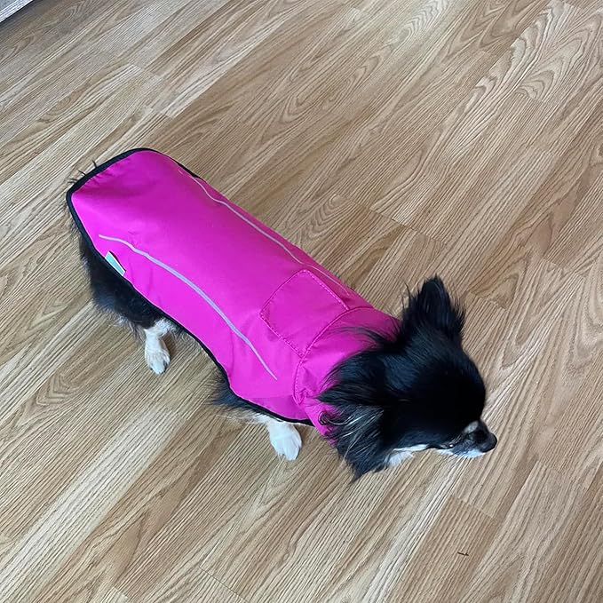 Mile High Life Dog Raincoat, Adjustable Waterproof Reflective Rain Jacket for Small Medium Large Dogs, Lightweight Breathable Pet Rain Coat with Leash Hole(Hot Pink,L Chest 32-40")