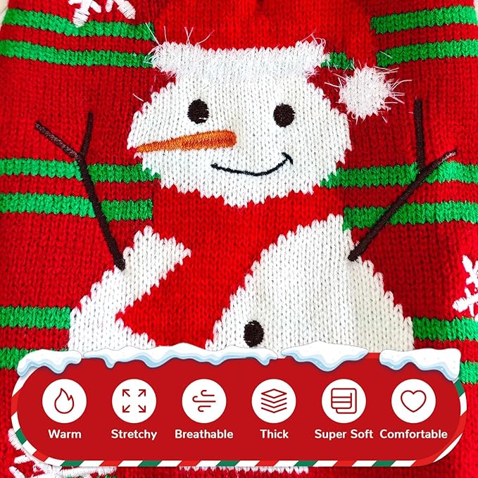 PETCARE Red Snowman Dog Sweater Christmas Dog Sweaters Vest Ugly Snow Xmas Puppy Costume Pet Holiday New Year Fall Winter Clothes for Small Medium Large Dogs Cats Pullover Sweaters Outfits,X-Large