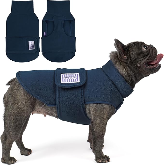 cyeollo Small Dog Sweater, Fleece Dog Sweaters Turtleneck Vest Soft Puppy Sweatshirt Stretchy Pet Fall Autumn Coat Warm Winter Clothes for Small Dogs Boy, Navy M
