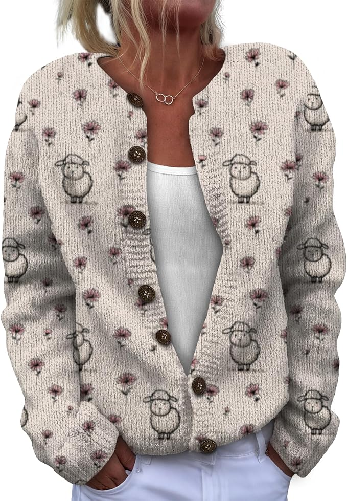 Sweater for Women Trendy Open Front Cardigan Fall Cardigan Sweaters for Women Crewneck Long Sleeve Outfits Fashion