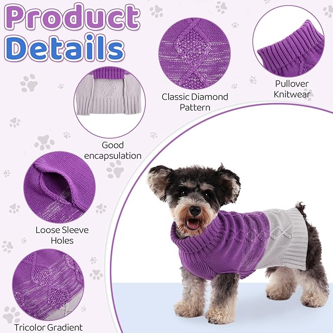 ASENKU Warm Dog Sweater for Small Medium Dogs,Pet Sweaters for Fall Winter Dog Clothing,Thicked Pullover Puppy Cat Turtleneck Sweater for Doggie Chihuahua Clothing