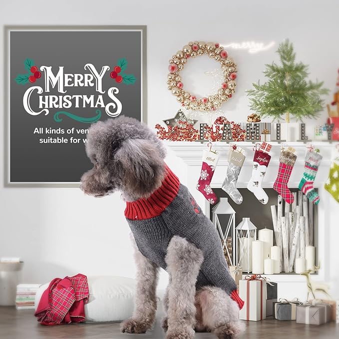 PETCARE Reindeer Christmas Dog Sweater Gray Cat Sweater Vest Cartoon Elk Pet Holiday Dog Clothes Puppy Sweaters for Small Medium Large Dogs Cats Fall Winter Outfits Xmas Dogs Costume,XX-Small