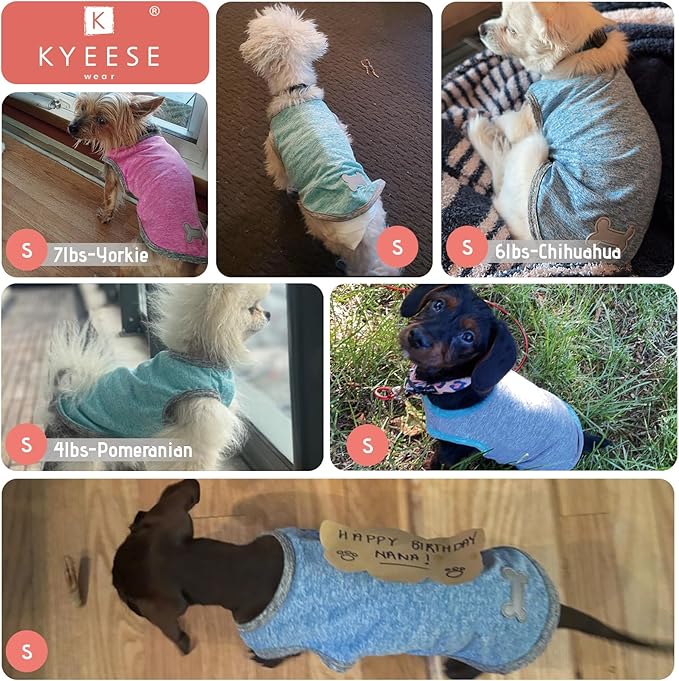 KYEESE 2 Pack Dog Shirts Quick Dry Soft Stretchy Pet T-Shirts with Reflective Label Tank Top Sleeveless Vest Sun Protection Dog Clothes for Small Dogs, Small, Light Blue+Grey