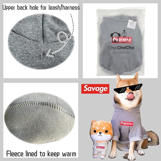 ChoChoCho Pup Dog Hoodie, Dog Sweater, Fashion Dog Clothes, Pet Clothing Cotton Cat Hoodies Stylish Streetwear Sweatshirt Gray Tracksuits Outfit for Dog Cat Puppy Small Medium Large (L)