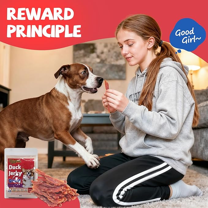 Dog Treats Duck Jerky Made of Real Duck Breast Meat, Rich in Taurine High Protein Low in Fat. Suitable Small Or Medium 、Large Dogs Training Rewards. Each Pack 14.11 Ounces.
