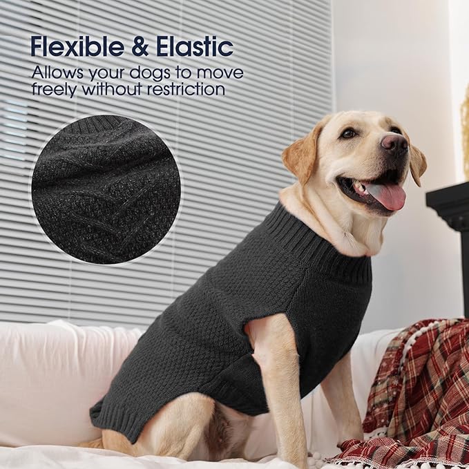 IECOii Dog Sweater Large Size Dog, XL Dogs Sweater Sleeveless with Good Stretchy, Warm Winter Knitwear for Male Female Dogs, Cold Weather Sweaters for Christmas Thanksgiving Halloween, Grey-XL