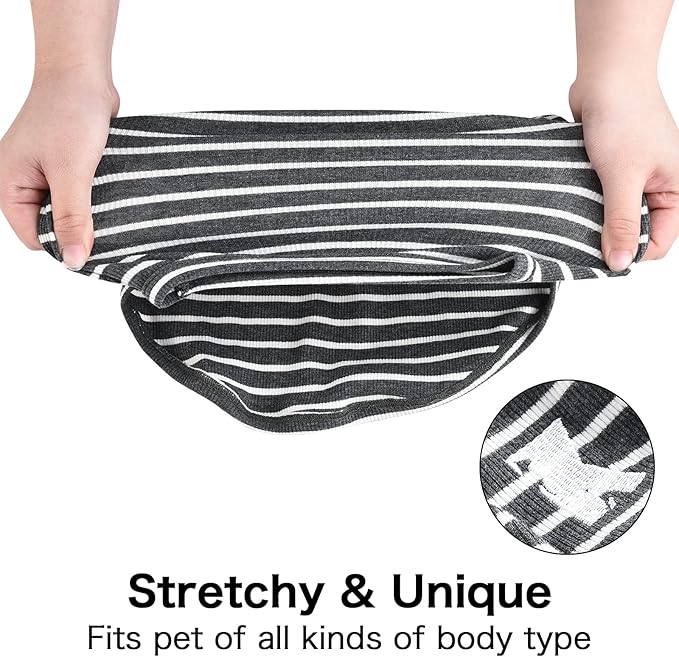 Koneseve Dog Shirt Vest Lightweight Stretchy Dog T-Shirts Soft Cool Shirts Sleeveless Stripe Vests Breathable Clothes for Puppy Kitty Cats Small Medium Large Dogs 2 Pack Black + Grey [ S/Small ]