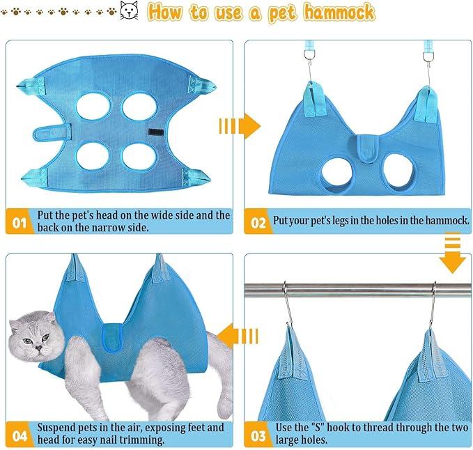 JIURUN Dog Grooming Hammock for Nail Trimming, Dog Grooming Hammock(M), Dog Sling for Nail Trimming, Hanging Harness Holder for Nail Clipping, Pet Comb Bat Costume Wings for Cats Dogs