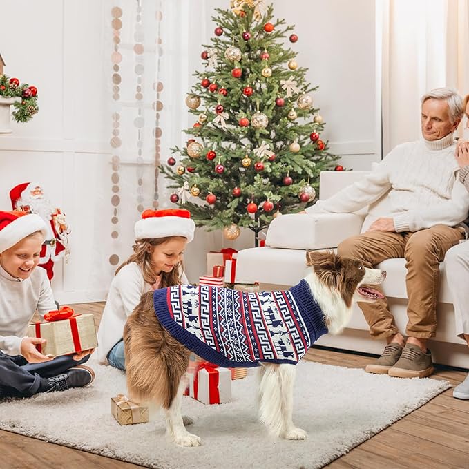 SCENEREAL Turtleneck Dog Sweater for Small Medium Large Dogs Girls Boys, Knit Pet Pullover Puppy Clothes Cold Weather Coats, Holiday Outfits Sweatshirt for Christmas, Navy M