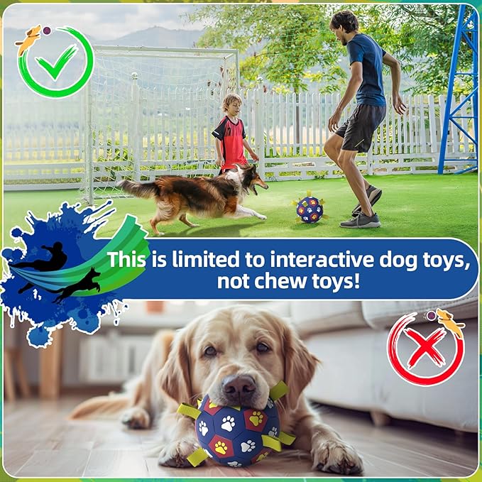 QDAN Dog Toy Balls, Premium Dog Soccer Ball with Straps, Outdoor Dog Toys, World Cup Pet Training Soccer for Medium to Large (8 Inch)