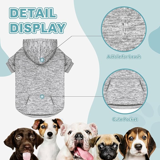 Dog Sweaters for Medium Dogs Dog Hoodie Fleece Dog Sweater Soft Dog Clothes Sweatshirt with Pocket Dog Hoodie for Medium Dogs(Grey&M)