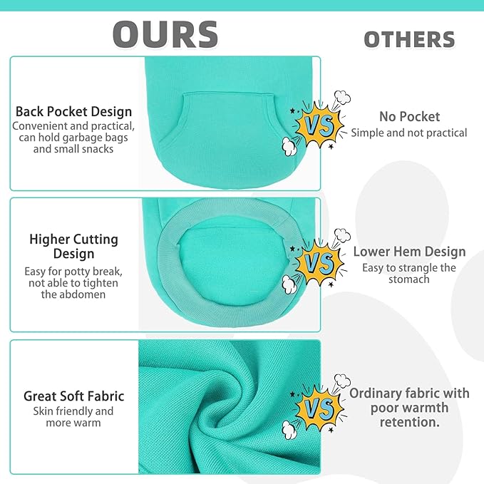 KOOLTAIL Basic Dog Hoodie - Soft and Warm Pet Hoodie Sweater with Leash Hole and Pocket, Dog Winter Coat, Cold Weather Clothes Sweatshirt for Small Medium Large Dogs Puppy Cat Boys Girls Lake Blue XXL