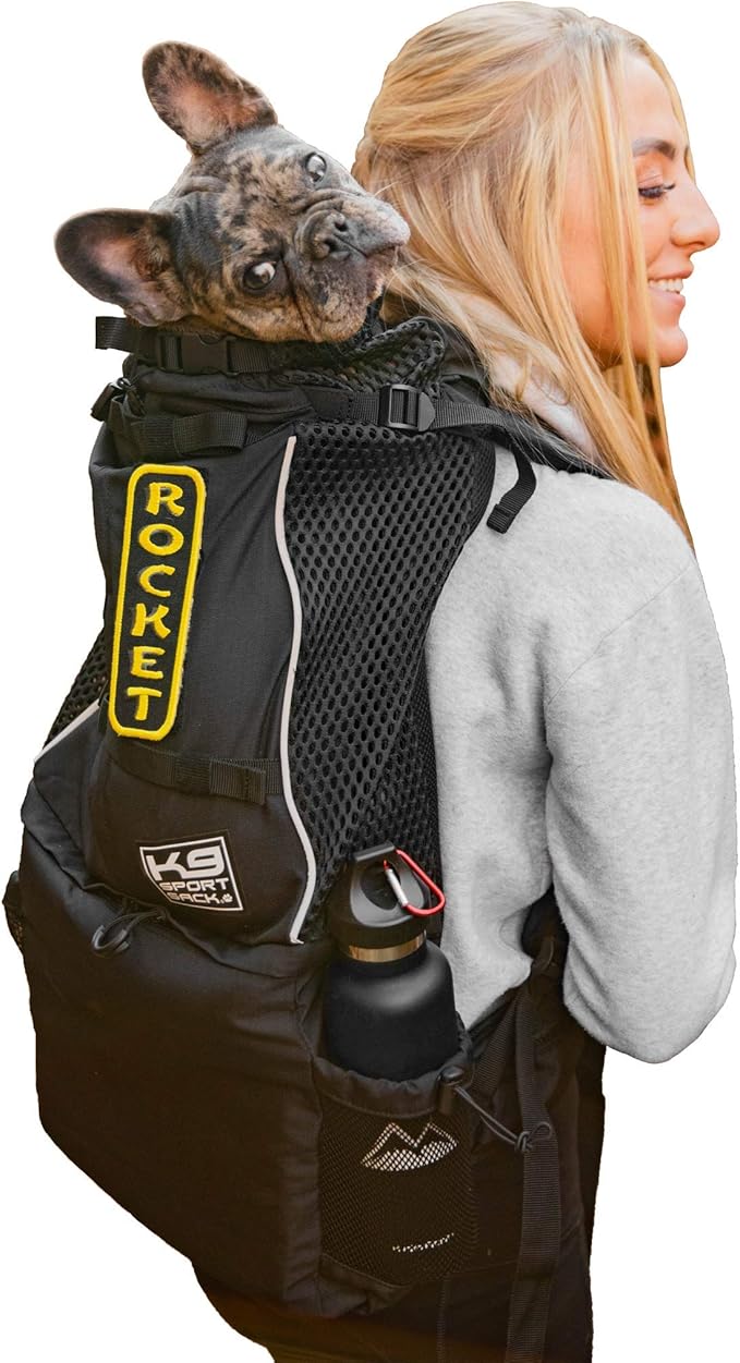 K9 Sport Sack Knavigate - Medium, Midnight Black - Ideal for Dogs with 17-19” Back Length - Adjustable, Backpack-Style Carrier with Internal Frame & Padded Hip Belt