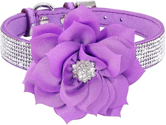 Serijoars Small Dog Collar with Rhinestone Crystal Diamond Colorful Bling Girl Puppy Cat Collars (XS, Purple6)