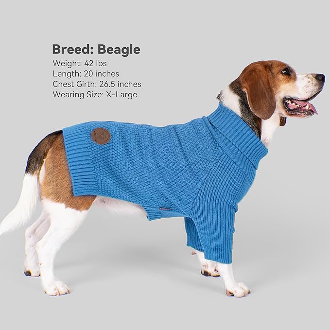 cyeollo Small Dog Sweater, Warm Turtleneck Sweaters for Small Dogs Boy, Knit Doggy Sweatshirt with Sleeves Fall Winter Pullover Cold Weather Dog Clothes for Indoor & Outdoor Wear, Blue S