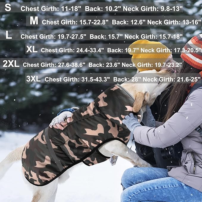 Dogcheer Warm Dog Coat, Waterproof Dog Jacket Christmas Puppy Winter Coat with Buckle, Reflective Adjustable Pet Snow Jacket Fleece Sweater for Small Medium Large Dogs - Dusty Pink Camo, M
