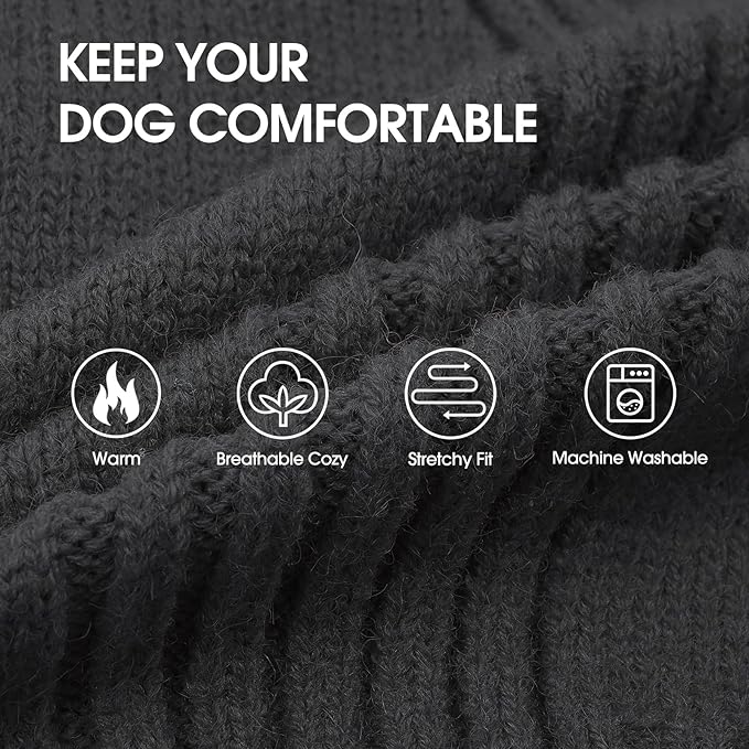IECOii Dog Sweaters for Medium Dogs Girl Boy,Holiday Knit Doggy Sweatshirt with Sleeve,Turtleneck Thick Warm Dog Sweaters for Winter,Pullover Knitwear for French Bulldog,Boston Terrier (Grey, L)