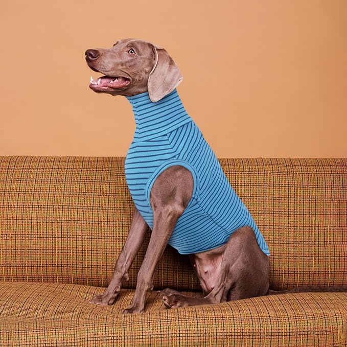 ROZKITCH Striped Dog Sweater,Cute Pet Shirt Stretchy Comfort Fit for Doberman, Rottweiler, Great Dane etc All-Day Wear BlueStripe 4XL