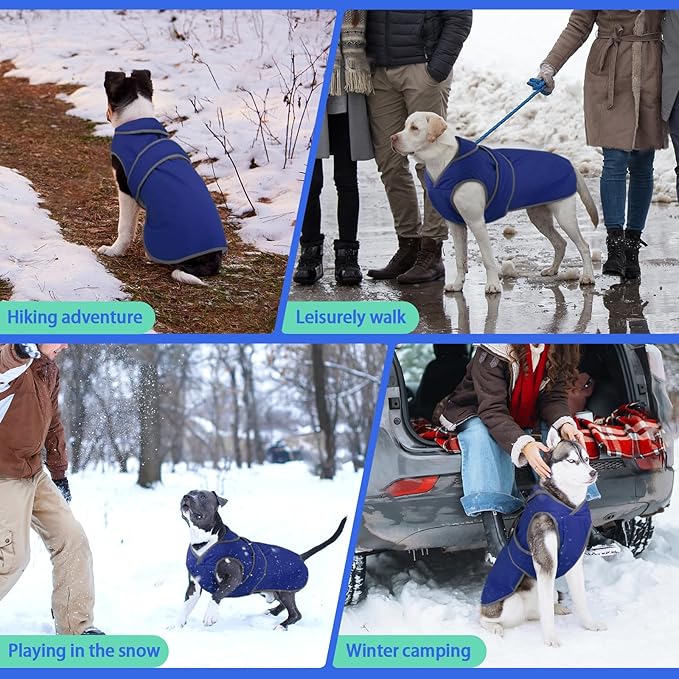 MIGOHI Reflective Waterproof Windproof Coat for Dogs - Cold Weather - Warm Dog Jacket - Reversible Stormguard Winter Vest - Small to Large Sizes (Navy, XL)