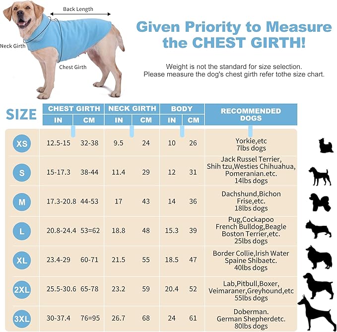 Fleece Dog Coat Pet Jacket Reflective for Cold Weather for Extra Large to Small Pets(Blue,M)