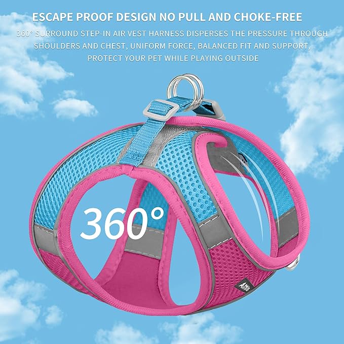 AIITLE Easy Walk Dog Harness and Leash Set - Pet Supply No Pull, Step in Adjustable Pet Harnesses with Padded Vest for Summer, No Choke Over, Easy to Put on Medium Dogs Hot Pink L