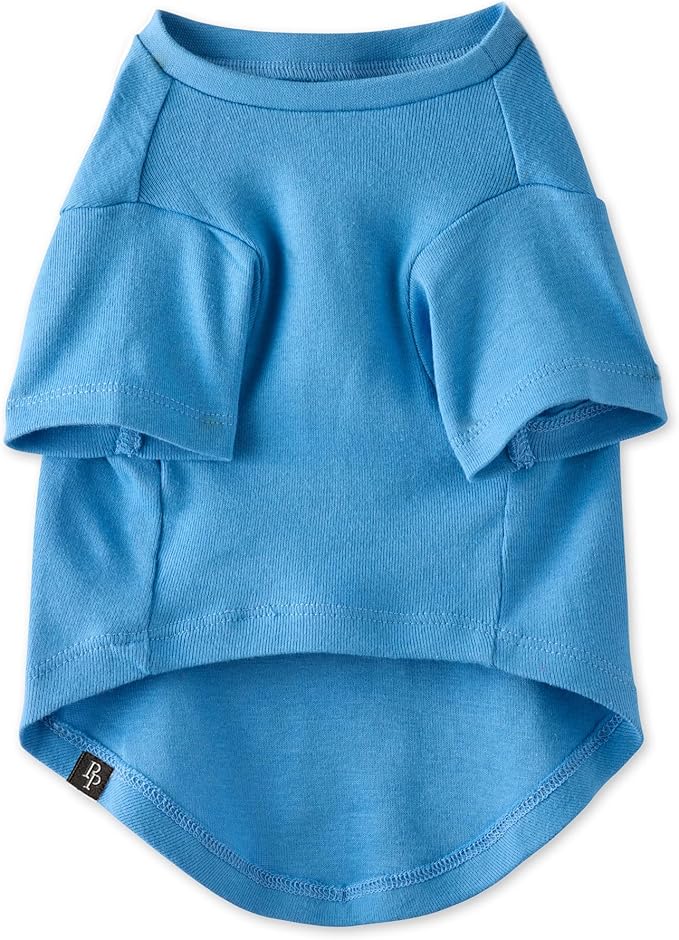 Toby II - The Perfect Tee, 8 Pack Short Sleeve Pet T-Shirt 100% Organic Cotton Tees Clothes for Small, Medium, Large Dogs, Rainbow Blue, Small