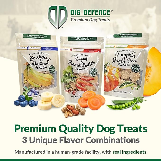 Dig Defence Premium Dog Treats Variety Pack - Gourmet Healthy Dog Treats, All-Natural Training Treats for Large, Medium & Small Dogs, 6-Pack