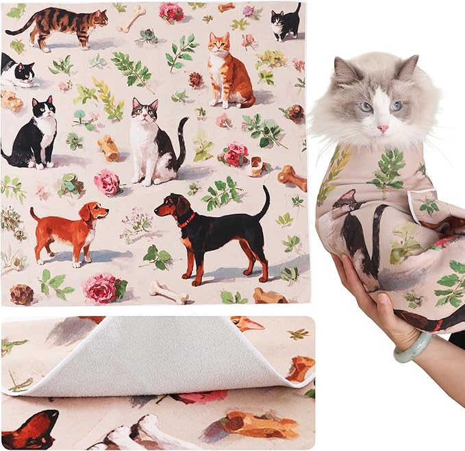 Cat Grooming Wrap Cat Wrap for Cutting Nails, 23.6 Cat Wrap for Grooming, Cat Restraint for Nail Clipping, Multifunctional Swaddle Wrap Pet Tool, Cat Burrito Wrap