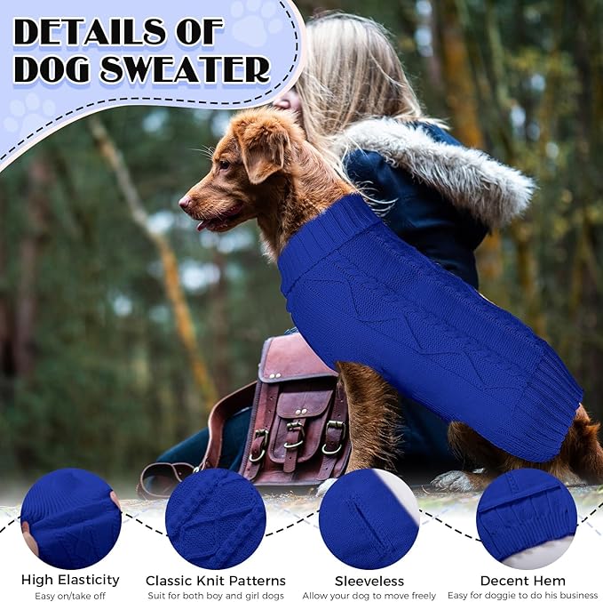 Dog Sweaters for Small Medium Large Dogs Girl, Soft Warm Turtleneck Pup Dogs Shirt, Double Knitting Collar for Outdoor Playing, Warm Dog Clothes