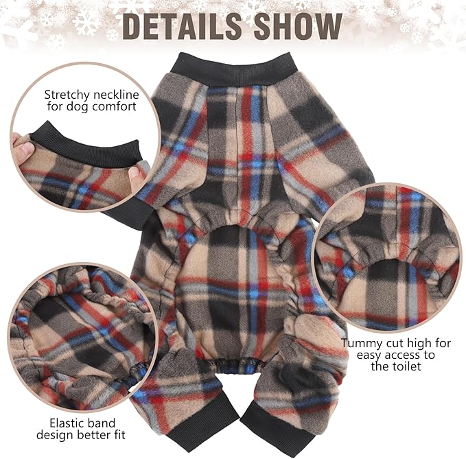 SCENEREAL Fall Dog Pajamas for Large Dogs - Soft & Warm Thanksgiving Dogs Sweater, Small to Large Sizes, Puppy Onesie Outfits for Doggie Winter & Christmas