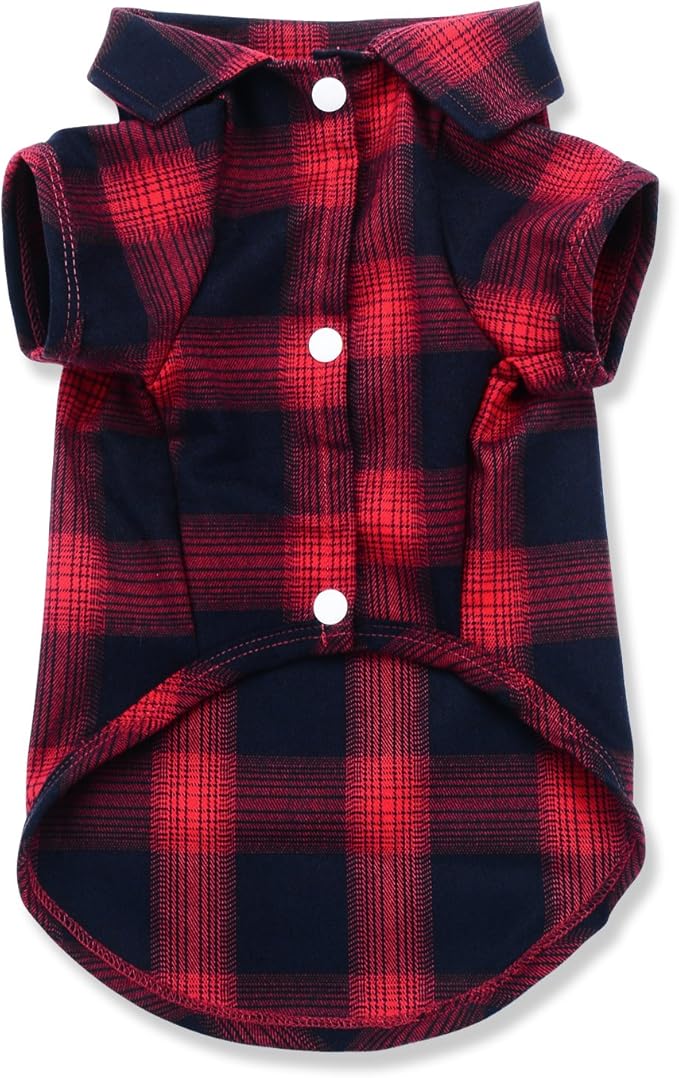 Koneseve Dog Shirt, Pet Plaid Clothes Shirt T-Shirt Sweater Matching Breathable for Small Medium Large Dogs Cats Puppy Adorable Casual Cozy Halloween Thanksgiving Christmas Costumes (Red; 4XL)