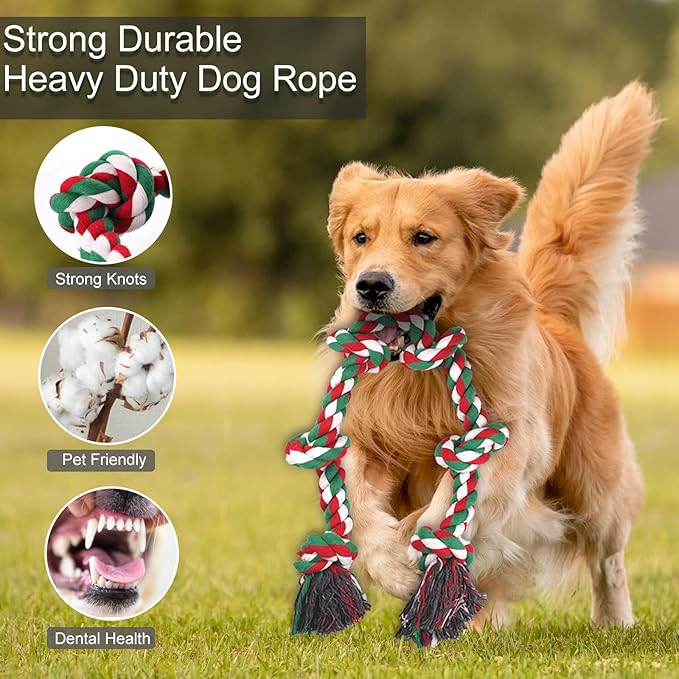 Rope Toys for Dogs Aggressive Chewers, Tug Toys for Large Dogs 40In 6 Knots Dog Tug of War Rope with Ball, Indestructible Giant Dog Toys Bulk Chew Toys for Teething Pet Playing Training