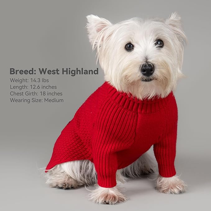 cyeollo 2XL Dog Sweater, Warm Stretchy Sweaters for Large Dogs Girl, Pullover Knitted Thermal Winter Big Dog Clothes with Sleeves, Turtleneck Pet Beagle Border Collie Apparel, Red XXL